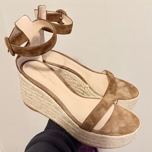 Gianvito Rossi Tan Suede Platform Sandals
